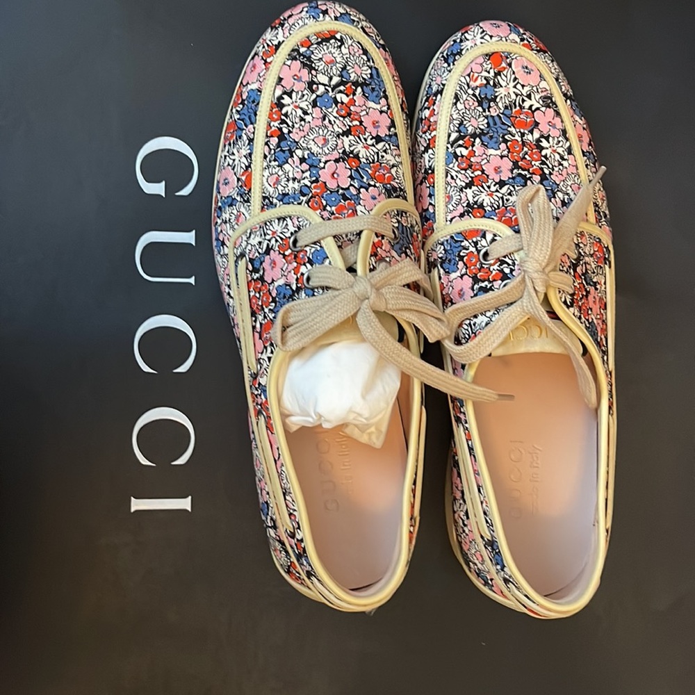 Gucci Men Moccasin Fabric, Jungle Flowers/Miró Soft Mary falm size 9